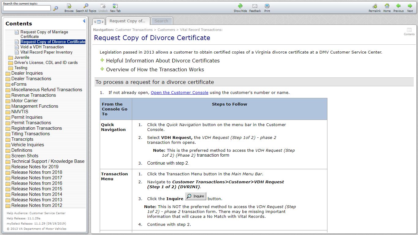 Request Copy of Divorce Certificate - Virginia